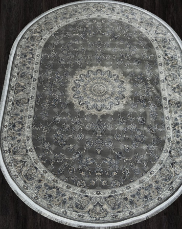 Ковер персидский 752065 Kashan (Хит-сет, серый) овальный